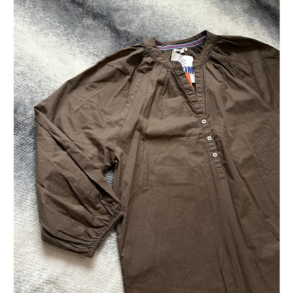 NWT Sundry Raglan Cotton Woven Henley Knee Length Brown Dress Size XL 4 Boho - Picture 5 of 16